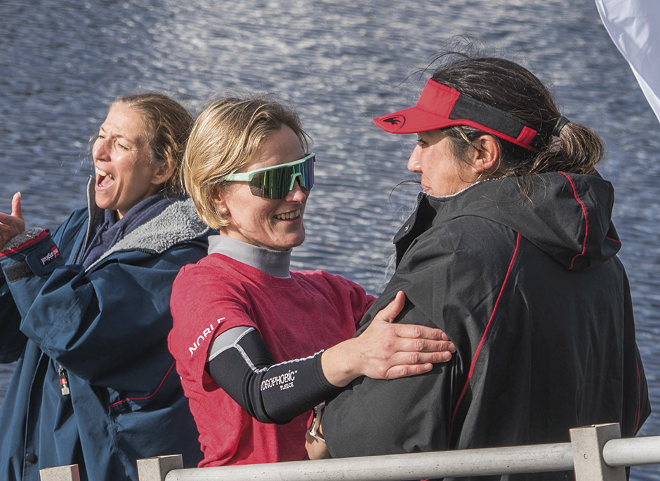 Emma Hepplewhite hugging Jen Ng Armstrong