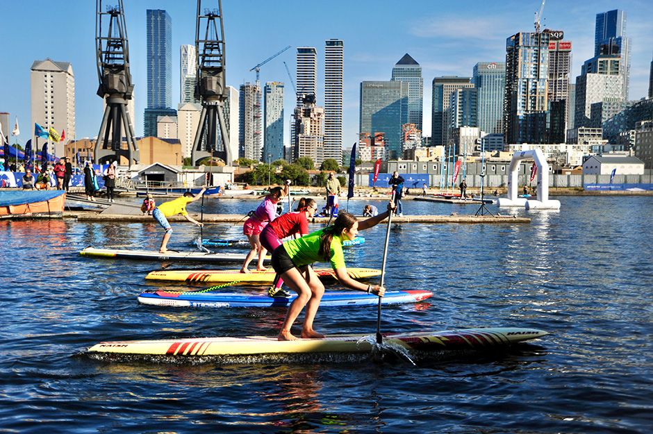 Molly on the start line of the APP London Sprints. 
Photo: SUPjunkie