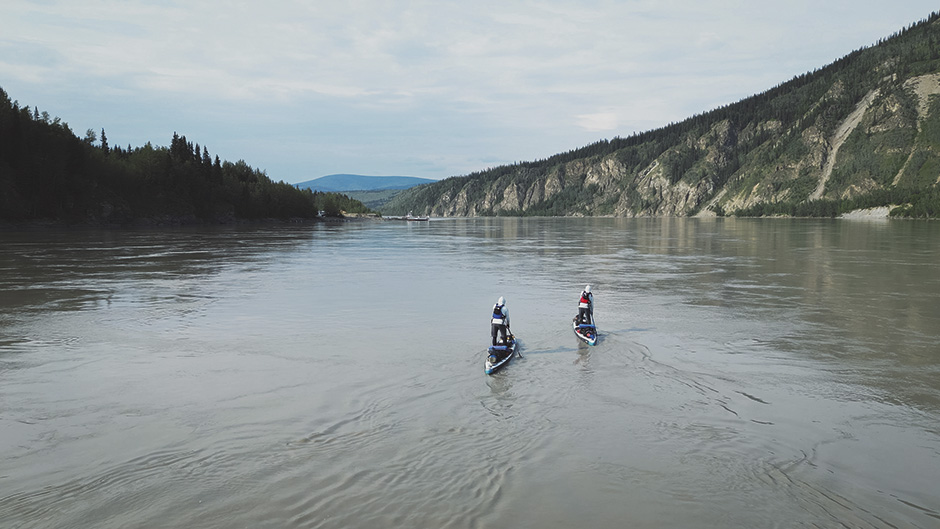 Drone shot coming through Dawson City, the halfway point. The cut-off was midnight on day five. This was day four, around 4pm