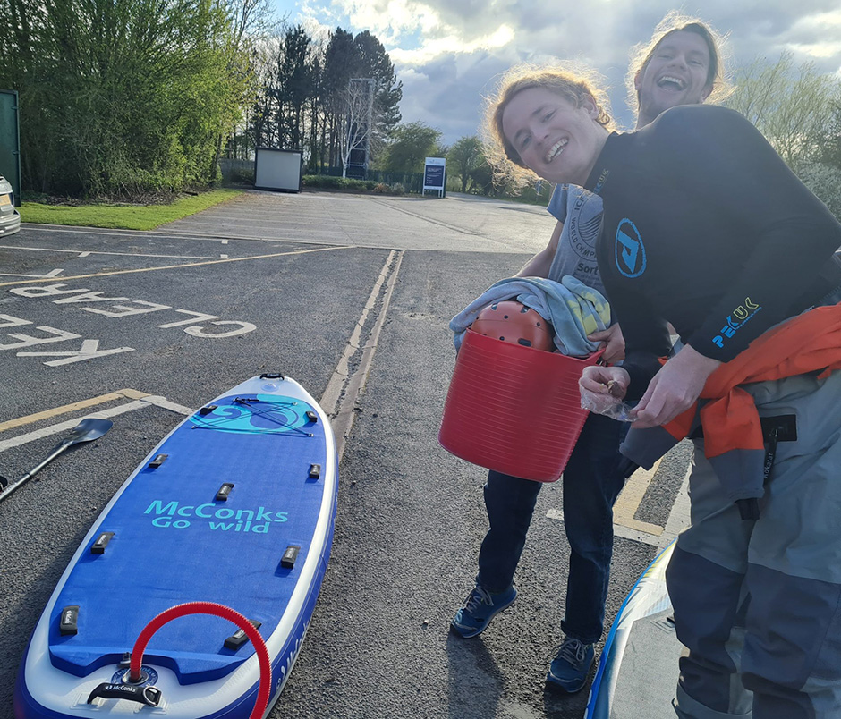 Matt and our friend Joe getting ready for some white water SUP!