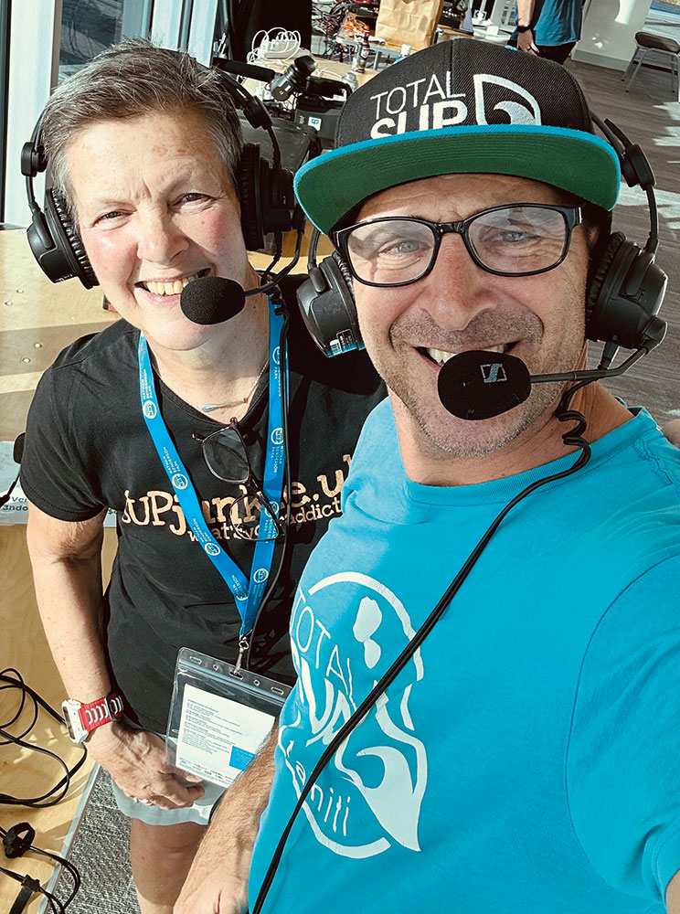 On the mic with Matty/TotalSUP at the ICF Worlds in Sarasota 2024.